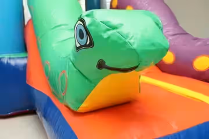 Mini jungla inflable instalada en jardin para fiesta infantil en CDMX
