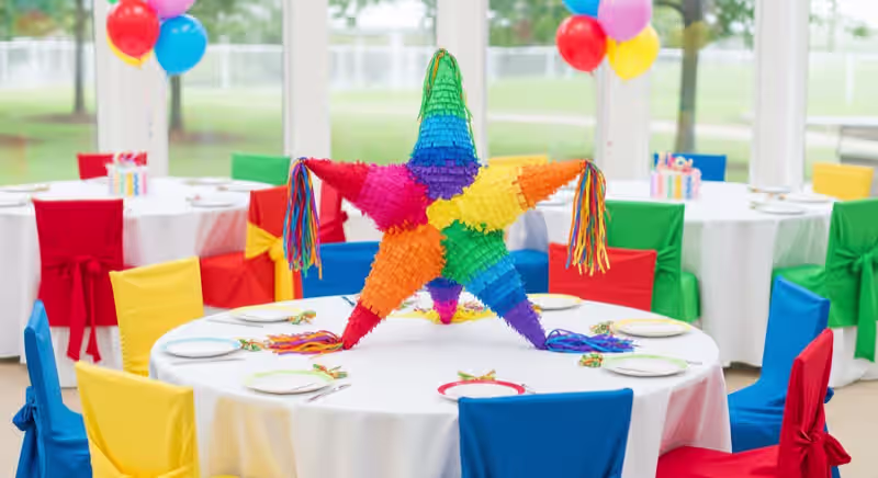 Celebración infantil globos decoración coordinada paleta CDMX