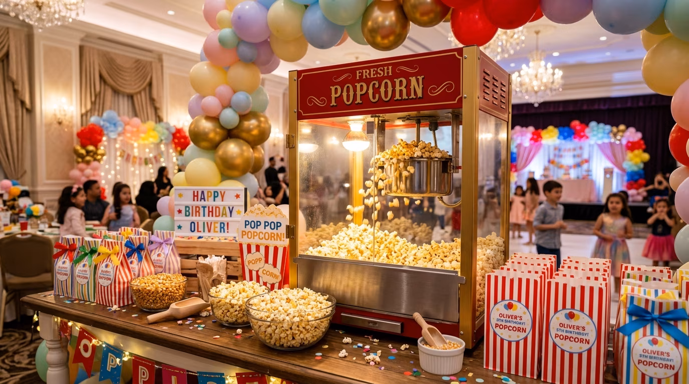 Servicio de palomitas en Salón Yaz Moctezuma CDMX